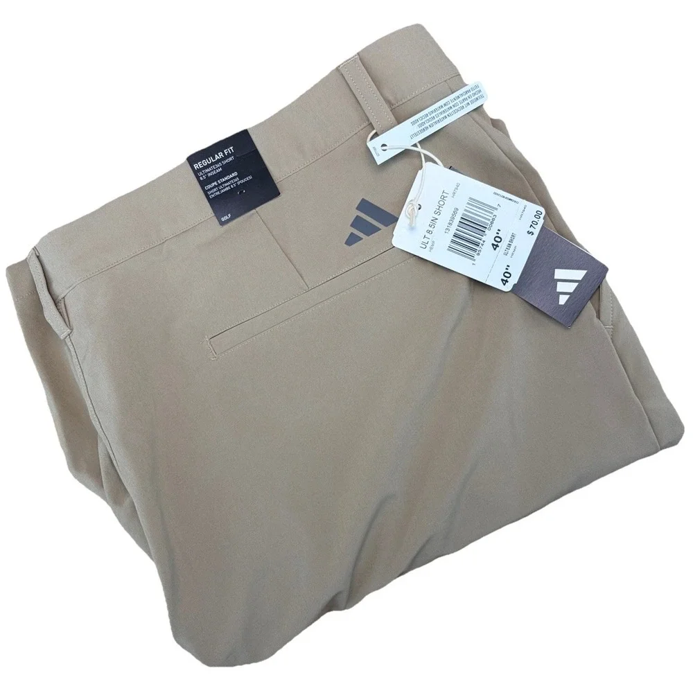 New Adidas Ultimate 365 Stretch Golf Shorts 40 Solid Tan Brown 8.5